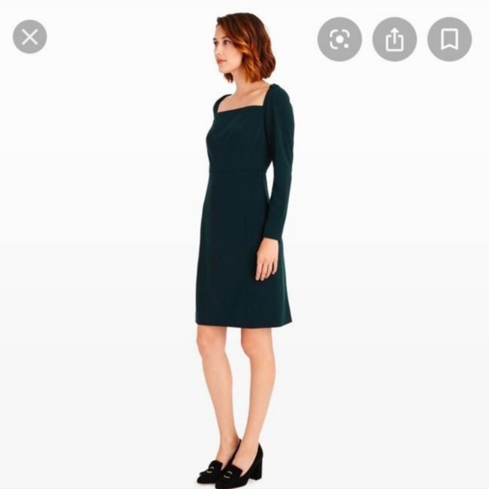 Club Monaco Dark Green Long Sleeve Square Neck Dress - Picture 4 of 14